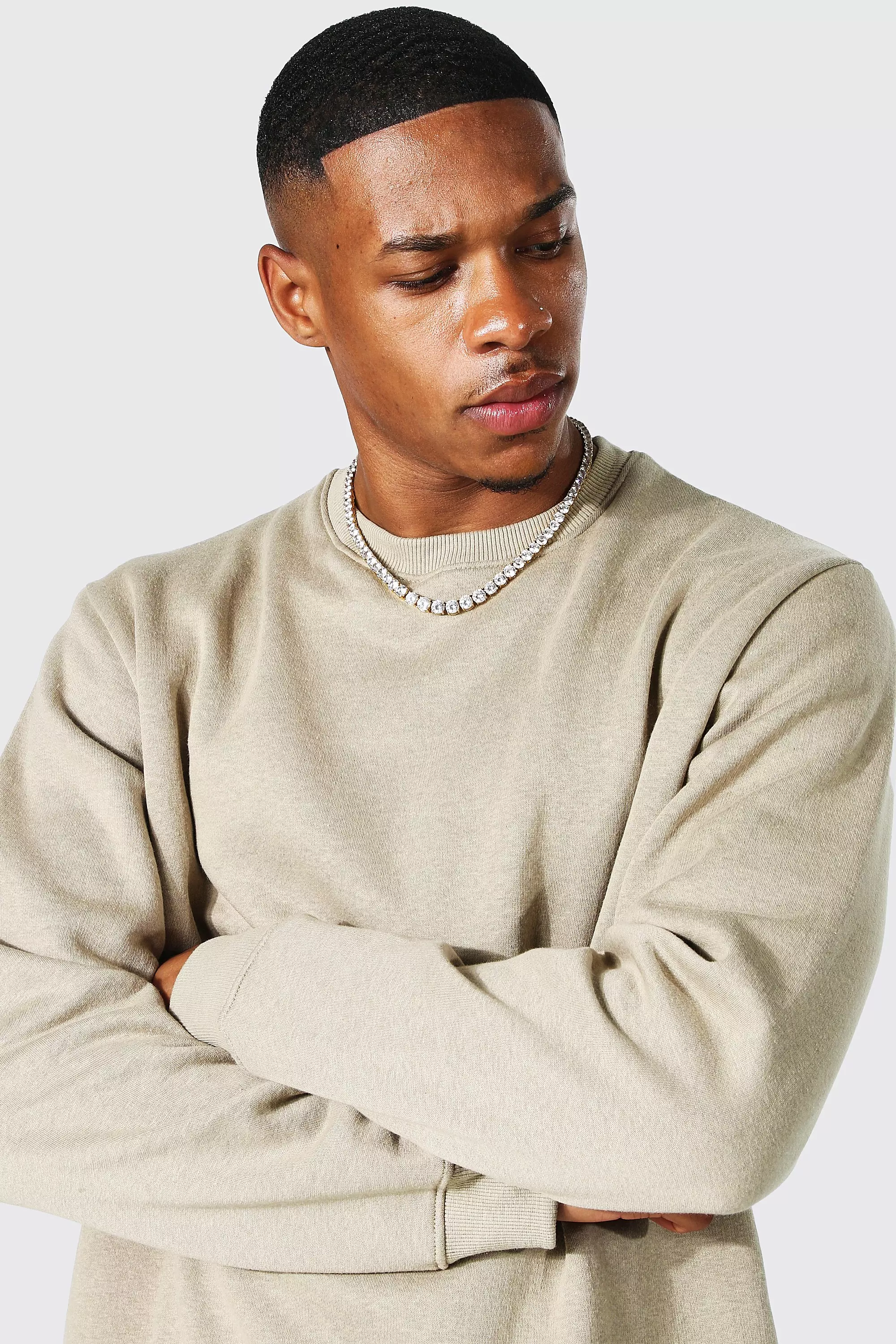 Basic Crew Neck Sweatshirt | boohooMAN USA